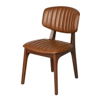 Silla minimalista para jardín, muebles con espuma suave, silla de madera de teca y cuero para restaurante, silla de comedor de buena calidad