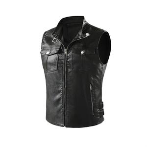 Gilet de moto vintage avec col montant et poches multiples Veste fine sans manches pour homme Hiver Automne Chaquetas - Product Image 3