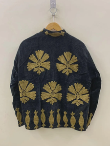 Suzani เสื้อโค้ทกำมะหยี่สีดำปักลายดอกไม้สไตล์โบโฮปักสีทองเสื้อแจ็กเก็ตบอมเบอร์เสื้อโค้ทระบายอากาศได้มีกระดุมถักสำหรับฤดูร้อน - Product Image 3