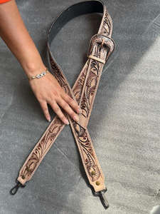 Nueva correa de bolsa de repuesto pintada a mano de cuero genuino Real con ajustadores correa de guitarra/cámara desmontable personalizada occidental - Product Image 2