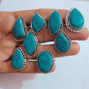 925 Chapado en plata esterlina azul turquesa forma elegante diseñador bisel ajuste hecho a mano venta al por mayor moda lote fabricación - Product Image 6