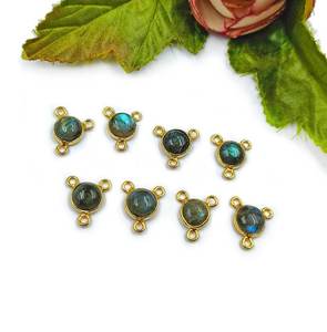 6mm Triple boucle lien charme connecteurs 925 argent Sterling naturel Labradorite Cabochon lunette réglage collier pour les femmes - Product Image 5