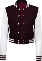 Logo personnalisé femmes laine polaire veste pas cher blanc crop top plaine letterman baseball varsity veste