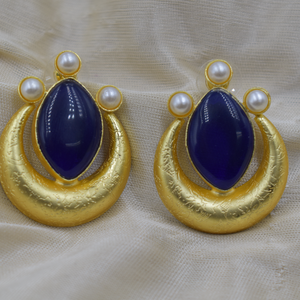 Fait à la main dernière mode laiton plaqué or pierre boucle d'oreille pierre 18K plaqué or boucles d'oreilles femmes mode bijoux boucles d'oreilles femmes - Product Image 1