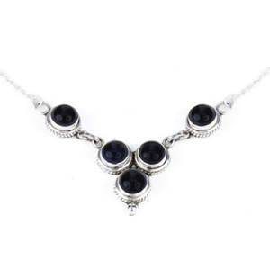 Collier pendentif classique en argent sterling 925 avec onyx, plaqué rhodium, design géométrique, chaîne serpent, unisexe, pour usage quotidien, cadeau - Product Image 1