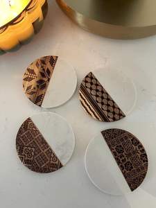 Decorative Natural Wooden <b>Coasters</b> Set Handmade Solid Wood <b>Drink</b> <b>Coasters</b> <b>for</b> Coffee Tea Beer Scratch Resistant Table - Product Image 3