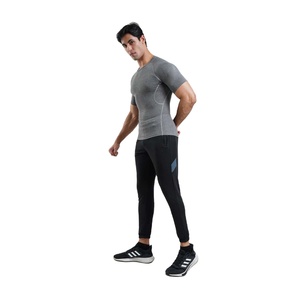 <b>Men</b> Compression T-Shirt Polyester Spandex <b>Stretch</b> Slim Fit Front Logo Gym Workout Athletic Training Quick Dry Breathable Wear - Product Image 3