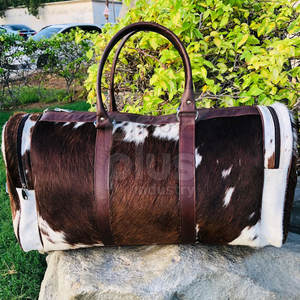 กระเป๋าเดินทางทรงดัฟเฟิลสำหรับผู้ชายหนังวัวหรูหราทำด้วยมือของผู้หญิงกระเป๋าหนังวัวหนังวัวขนาดใหญ่ - Product Image 6