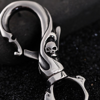 Bonne qualité solide Antique bijoux hommes en acier inoxydable porte-clés skul jamais ternir squelette homard fermoir rétro métal porte-clés