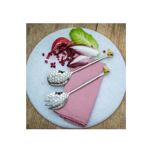 Cuchara de ensalada de metal Cuchara de ensalada redonda de abeja de mango largo pulido para restaurantes uso gran oferta - Product Image 1