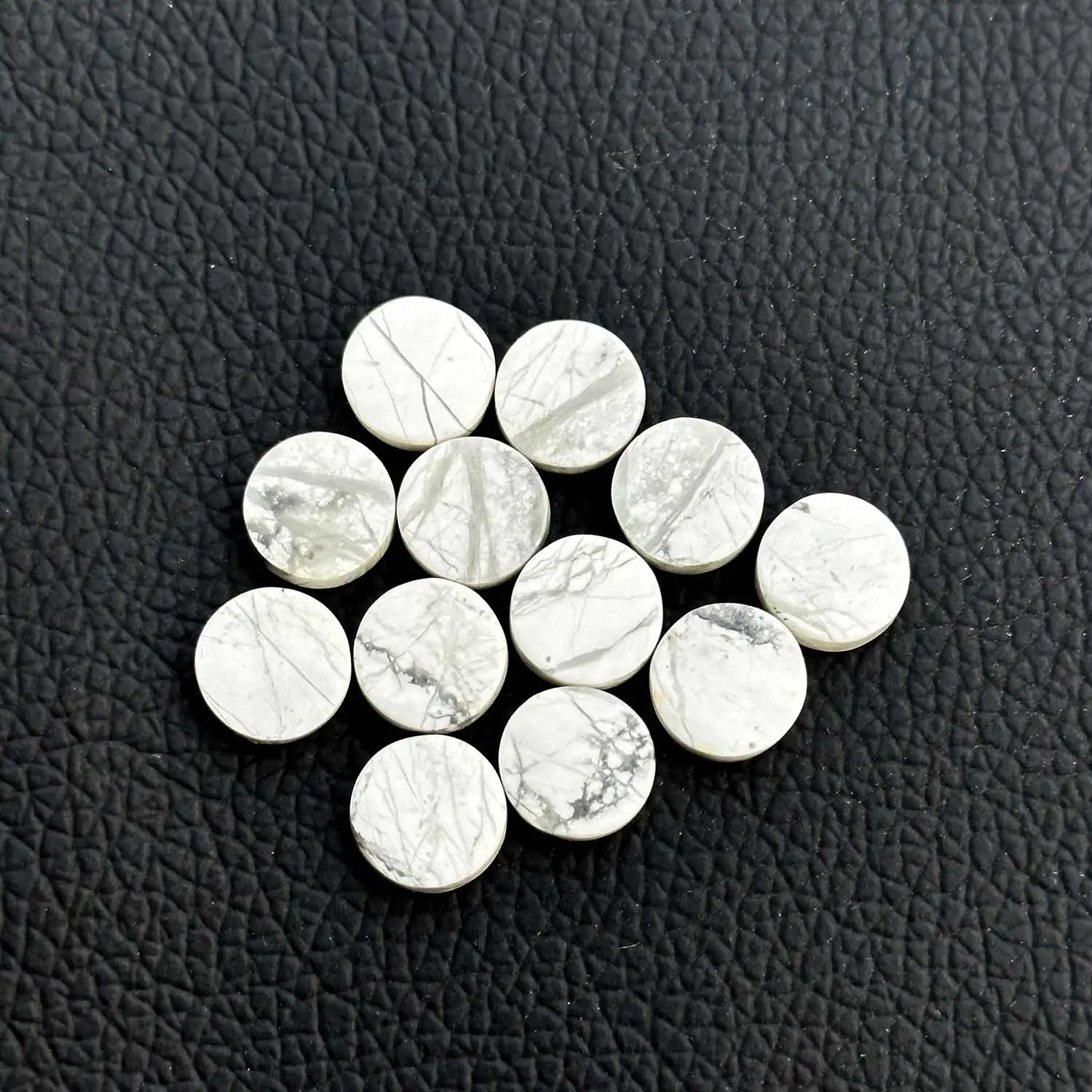 Verified Regular Supplier 100% Natural White Howlite Flat Round Coin Gemstone Loose Stones 10mm Custom Size Available