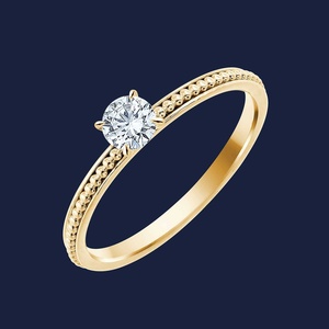 Anillo de Diamantes con Cuentas Redondas para Uso Diario, Apilable, con Diamante Redondo Cultivado en Laboratorio de 0.30 Quilates H+-SI en Oro Sólido de 14K - Product Image 3