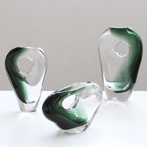 <span class=keywords><strong>Vasi</strong></span> <span class=keywords><strong>in</strong></span> <span class=keywords><strong>Vetro</strong></span> Soffiato a Bocca Verde Smeraldo Trasparente Bixuan con Foro Passante, Anello Scultoreo Apribile, Porta Fiori, Centrotavola per Matrimoni - Product Image 5