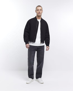 Chaqueta Bomber de Lona Negra Personalizada para Hombre con Cuello Alto, Corte Regular, Moda de Invierno, Servicio OEM Disponible, Diseño Único - Product Image 3