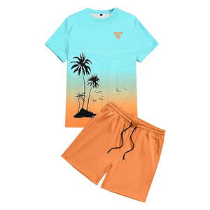 Nuevo diseño Mejor estilo Hombres Durable Transpirable Sólido Alta calidad Conjunto de camiseta personalizada de dos piezas - Product Image 4