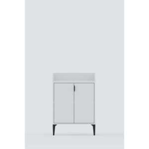 Meuble de rangement bas à 2 portes en panneaux de particules blancs, mobilier moderne modulaire multifonctionnel avec panneaux mélaminés - Product Image 3