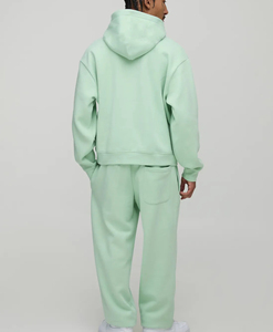 Logo brodé personnalisé poids lourd 100% coton polaire à capuche pantalon de survêtement ensemble hiver tenue décontracté streetwear hommes 2 pièces - Product Image 5