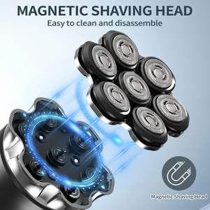 Rasoir rotatif électrique rechargeable pour hommes, tondeuse pour crâne chauve avec design portable, rasoir lavable et étanche pour le visage et le corps - Product Image 5