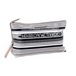 Borsa da toilette personalizzata a righe unisex, pochette porta gadget personalizzabile - Product Image 3