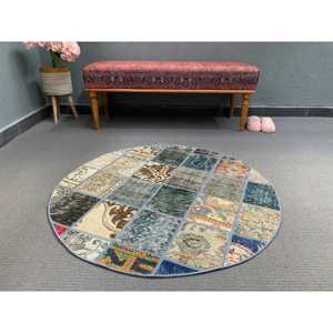 Alfombra Turca de 3.37x3.37 pies, Alfombra Vintage, Alfombra de Lana con Puntos Azules - Product Image 1