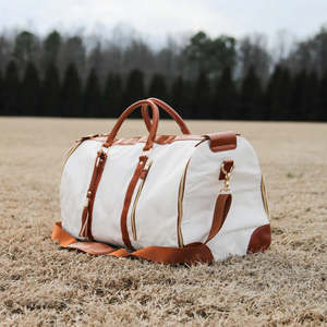 Bolsa de Viaje Grande Plegable de Nailon y Cuero, Bolsa de Deporte y Moda con Cierre de Cremallera, Duradera y Plegable - Product Image 6