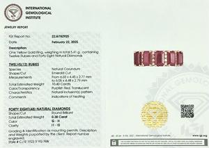 Envío Hoy, Anillo Apilable de Oro Amarillo de 14k con Diamantes, Anillo de Boda con Gema de Rubí Corte Esmeralda de 6x4mm, Piedra de Nacimiento de Julio, Joyería Fina - Product Image 3