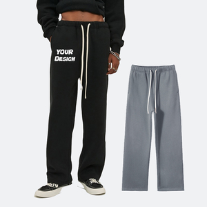 Pantalones de chándal personalizados de alta calidad de lana de algodón, pantalones Cargo de ajuste relajado para hombres, pantalones de chándal de calle - Product Image 3