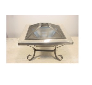 Bol à feu en cuivre de forme carrée avec support en fer et couvercle Smash pour la maison salon jardin usage extérieur article décoratif - Product Image 1