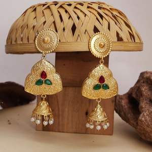 Oxidized Brass Bridal Earrings in Gold Finish Elegant Wedding Jewelry Gift for her - Product Image 3