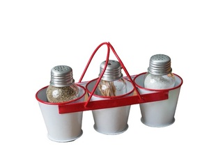 Caddy de almacenamiento galvanizado, organizador de 4 secciones, soporte para utensilios de encimera de Metal con mango redondo de Metal, cocina chapada en estaño plateado - Product Image 5