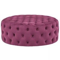 Pouf ottoman confortable de style luxueux et contemporain, en mousse haute densité, de forme ronde, pour chambre à coucher, hôtel et appartement