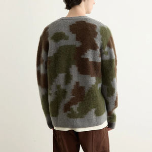 Vente en gros personnalisé à la mode pelucheux coton tricot hommes hiver solide chaud col en V pull pull anti-rétrécissement surdimensionné - Product Image 3