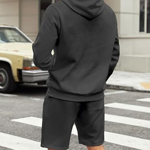 Conjunto de Sudadera con Capucha y Pantalones Cortos de Algodón 100% para Hombre, Corte Regular, Transpirable para Invierno - Product Image 3