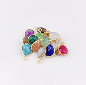 Pierre Turquoise en forme de poire, argent Sterling, or, Vermeil, ensemble de lunette 8x10mm, breloques, pendentif, fabrication de bijoux, collier - Product Image 5