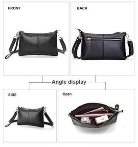 Pochette élégante en cuir noir avec fermeture éclair et bandoulière pour un usage quotidien - Product Image 4