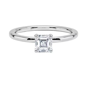 Bague en argent 925 Moissanite pour femme plaquée or jaune coupe Asscher avec des bagues en diamant uniques par Ascher - Product Image 6
