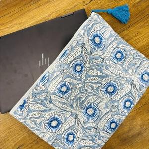 Durable Vintage Modern Hand-Block Printed Cotton Quilted <b>Laptop</b> Sleeves <b>Bag</b> Waterproof Business Daily Use Simple Office - Product Image 3