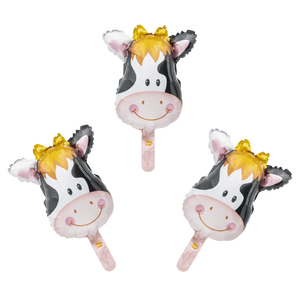 Globos de Animales de Papel de Aluminio para Fiestas, Diseño Vaca, 17x22cm, 3 Piezas - Product Image 3