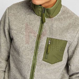 Wholesale Customized Men's Polar <b>Sherpa</b> <b>Fleece</b> Jacket High Quality with Stand Collar Best Design for Winter in Multiple Colors - Product Image 3