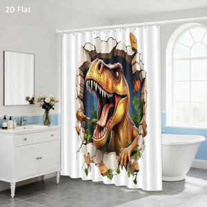 Custom Printed Waterproof Shower Shower <b>Curtain</b> for Bathroom Waterproof Polyester with <b>Hooks</b> - Product Image 1
