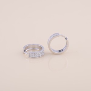 Pendientes de Aro con Doble Hilera de Diamantes Cultivados en Laboratorio con Certificación IGI, Oro Amarillo/Blanco y Rosa de 14K, Pendientes de Aro Huggie para Mujer - Product Image 2