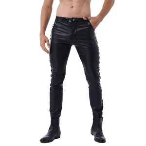 <b>Men</b> Leather Pants Regular Fit <b>Elastic</b> Style Fashion Waterproof Breathable Windproof <b>Trousers</b> Motorcycle Pants Party Stage - Product Image 3