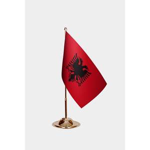 Albania Desk <b>Flag</b> with Custom Logo Digital Printed Cloth Fiberglass <b>Pole</b> Variety of Materials <b>for</b> Education Travel Agency Use - Product Image 2