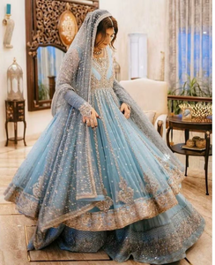 Elegante-BEAUTIFUL--JACKET vestido de novia con LEHENGA, con adornos de cuentas de cristal, trabajo de piedra para boda = 2021 - Product Image 6