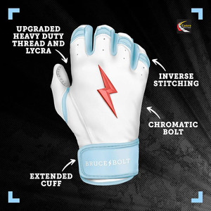Guantes de Bateo de Béisbol Profesionales Bruce Bolt de Puño Corto, Cuero Dividido de Primera Calidad, Antideslizantes, con Logotipo y Diseño Personalizados - Product Image 2