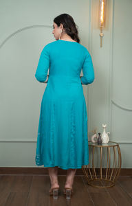 Vestido Kurti Anarkali Elegante de Color Sólido Hecho a Mano al por Mayor, Vestido Largo Sexy para Mujer, Kurti Anarkali de Manga Larga de Alta Calidad para la Noche - Product Image 6