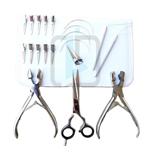 LUNAR IMPEX Silver <b>Polish</b> Finishing Hair Extension Tools <b>Kit</b> Stainless Steel Pliers Double Layer Case Providing Free Custom - Product Image 1