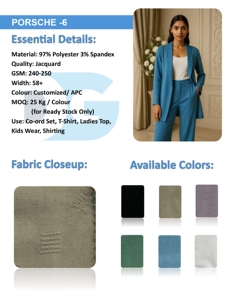 Tissus en jacquard tricotés en chaîne 100% polyester brossé, sergé dimensionnel avec des motifs détaillés - Product Image 2