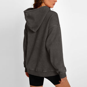 Sweat-shirts en polaire à lavage acide pour femmes, respirants, best-sellers de l'hiver, vente en gros, logo personnalisé, position avant, manches longues - Product Image 4