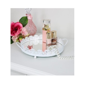 New Modern Wedding High Quality Aluminium Rounded <b>Shape</b> Flowering Design Glass Tray Serving for <b>Candles</b> - Product Image 4